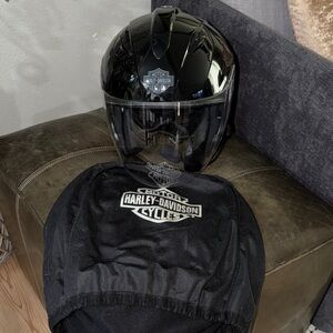 Harley-Davidson Glossy Black Open-Face Helmet with Clear Visor HD-J1V